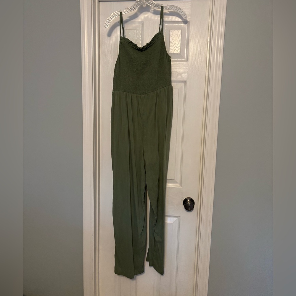 Old Navy Olive Green Spaghetti Strap Jumpsuit